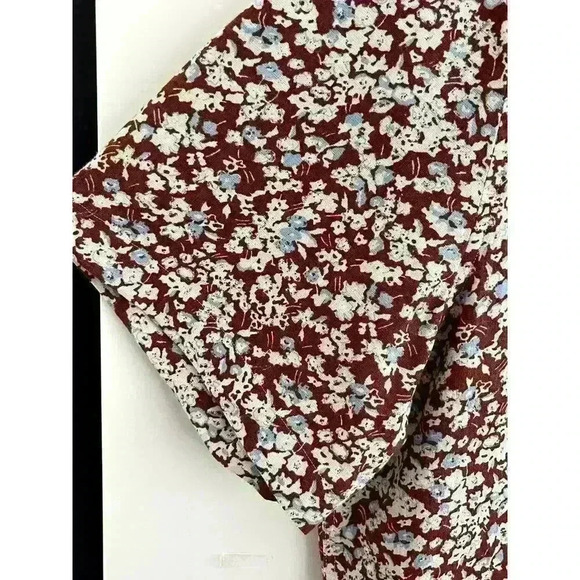 Nordstrom Mns Sz L Floral Trim Fit Button Down Shirt Brown Linen Stretch Fun NWT - Picture 10 of 16